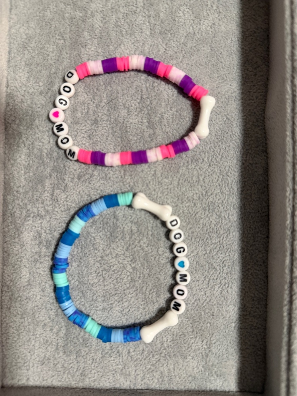 Pink & Purple & Blue Beaded 'DOG MOM' Bracelet Set - Cute Pet Mom Accessories